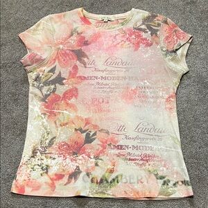 Vintage Xcit USA Poly Cotton 90s Y2K Floral Tee size medium